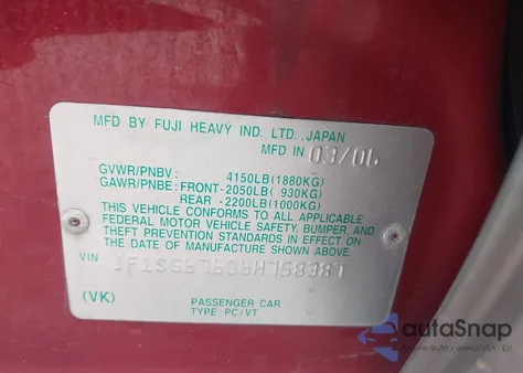 2006 Subaru Forester 2.5X L.l. Bean Edition from USA, damaged, VIN JF1SG67606H758387